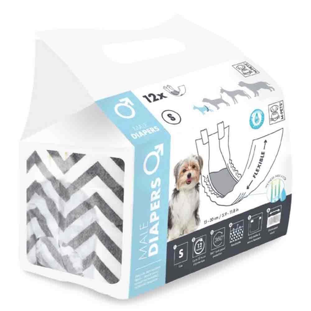 M-PETS DIAPERS ERKEK KÖPEKLER İÇİN KÜLOT (S) 12Lİ