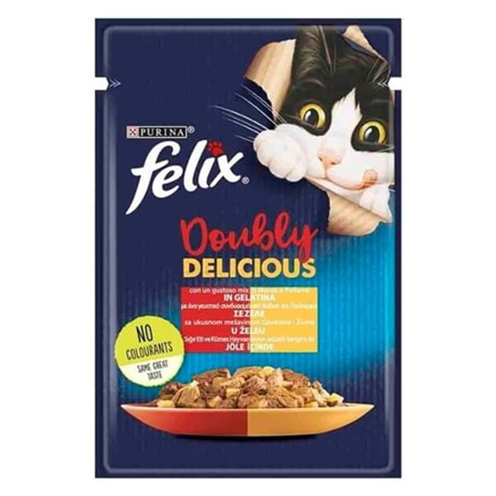 FELİX ÇİFTE LEZZET ETLİ VE KANATLI POUCH 85GR