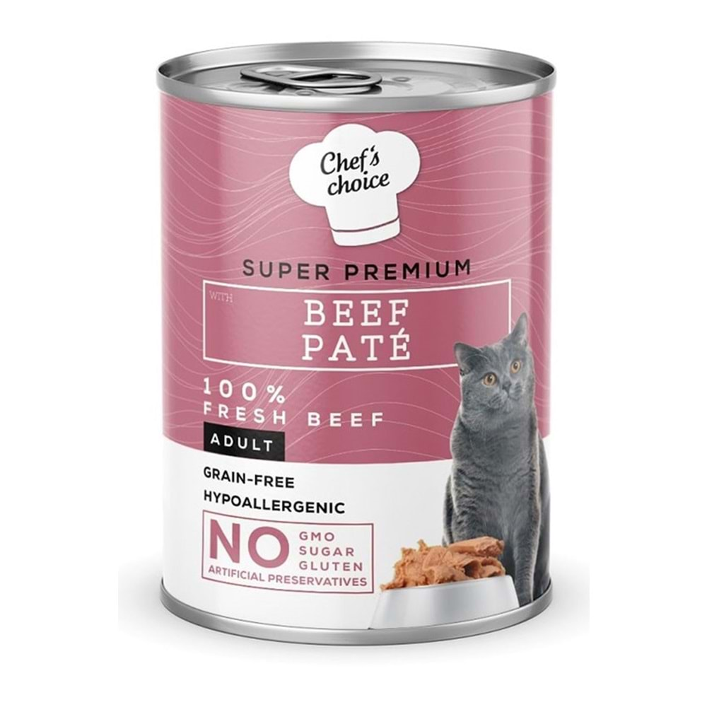 NEW CHEFS CHOICE BEEF PATE FOR CATS 400 GR