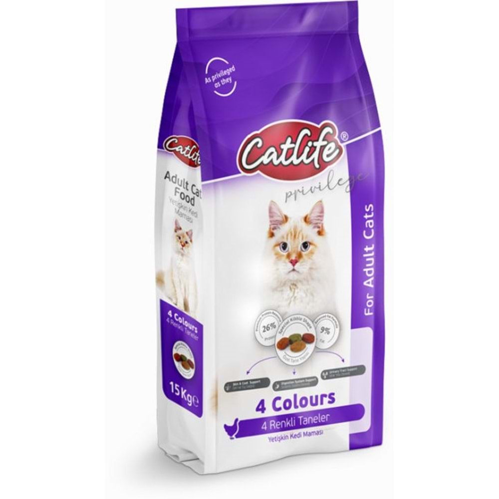 CATLİFE TAVUKLU MULTİCOLOR YETİŞKİN KEDİ MAMASI 15KG