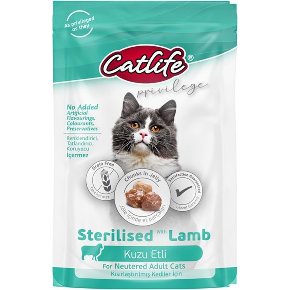 CATLİFE PATE KUZULU KISIR KEDİ POUCH 85GR