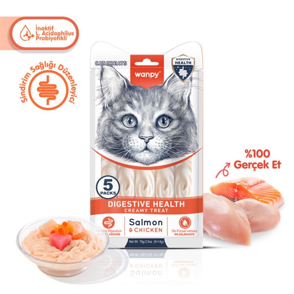 Wanpy Digestive Health Somon & Tavuk Krema Kedi Ödülü 14Gr*5 Adet