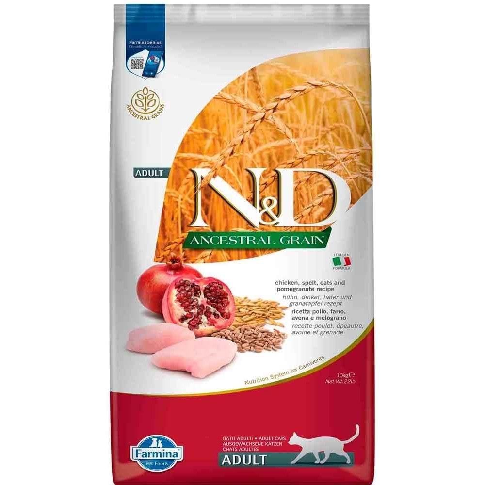 N&D Ancestral Grain Tavuklu ve Narlı Ata Tahıllı Yetişkin Kedi Maması 10 Kg