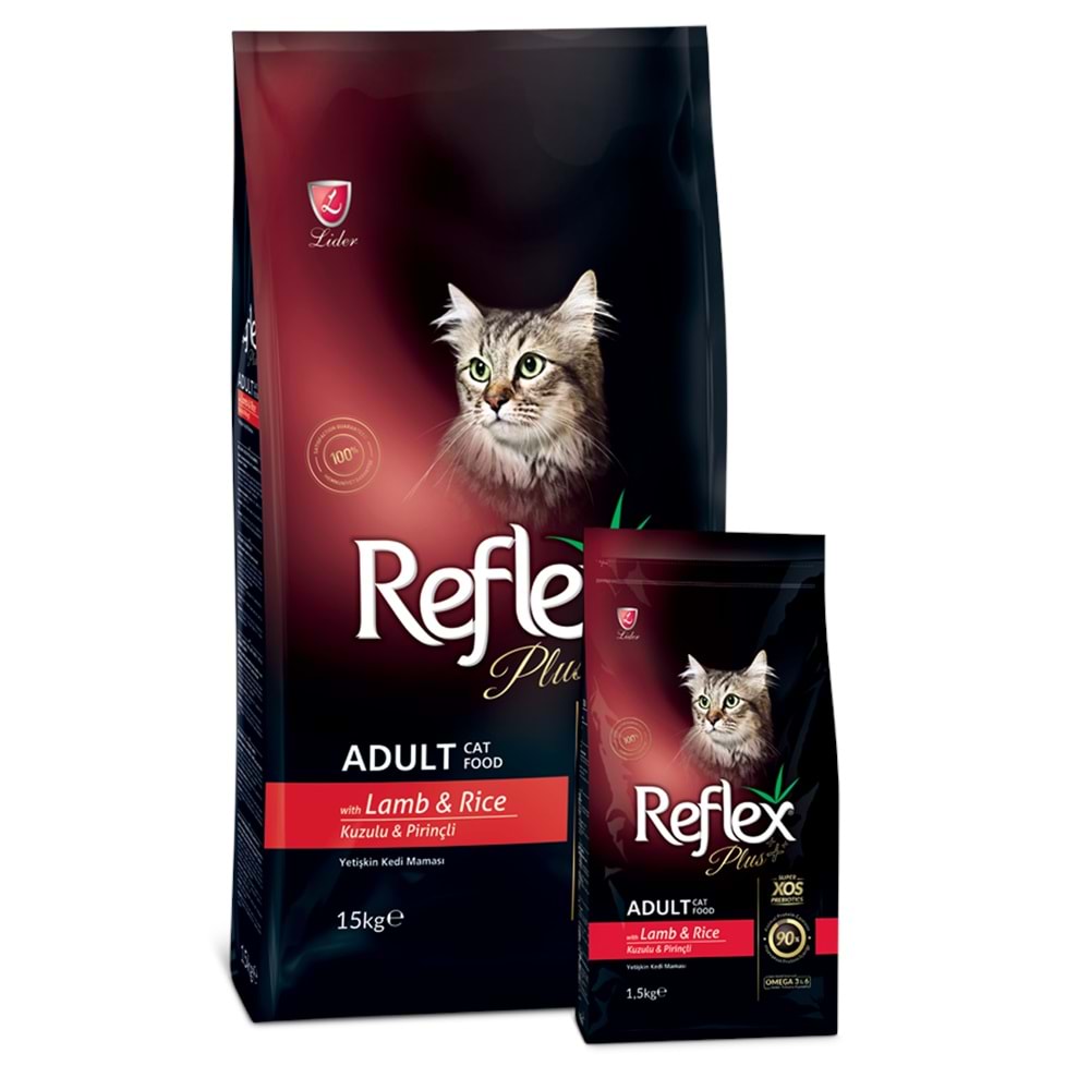 REFLEX PLUS KUZU&PİRİNÇLİ YETİŞKİN KEDİ M. 1,5+500GR