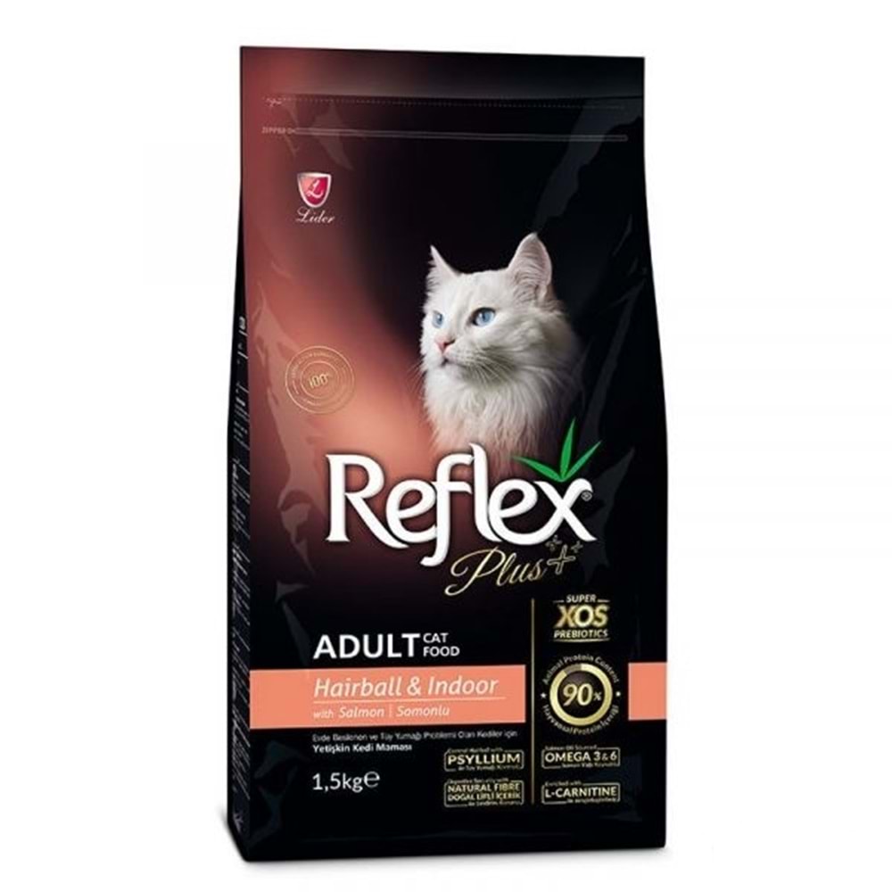Reflex Plus Hairball&Indoor Somonlu Yetişkin Kedi Maması 1,5kg