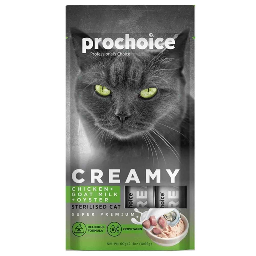 Prochoice Creamy Keçi Sütü ve Tavuklu Krema Kedi Ödül Maması 4*15 Gr