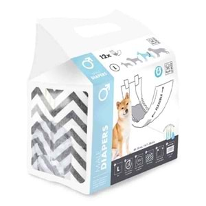 M-PETS DIAPERS ERKEK KÖPEKLER İÇİN KÜLOT (L) 12Lİ