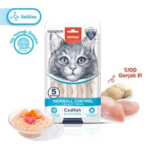 Wanpy Hairball Control Morina Balığı & Tavuk Krema Kedi Ödülü 14Gr*5 Adet