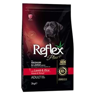 REFLEX PLUS KUZU&PİRİNÇ ORTA&BÜYÜK IRK YETİŞKİN KÖPEK M. 3KG