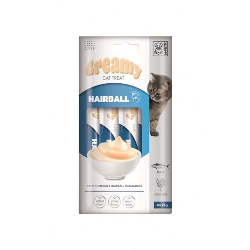 M-PETS HAIRBALL FONKSİYONEL CREAMY KEDİ ÖDÜLÜ 4X15GR