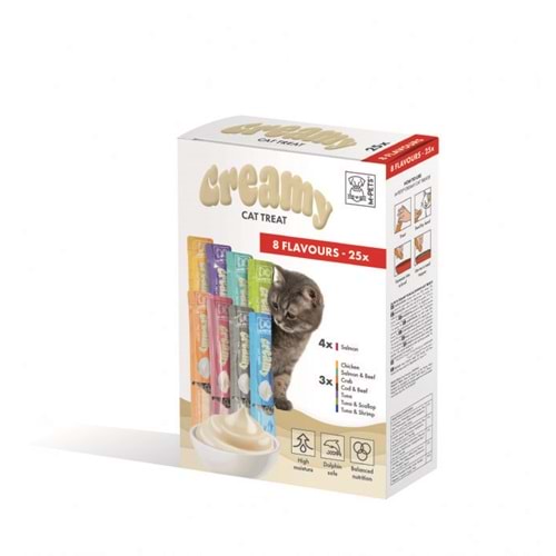 M-PETS 8 LEZZET KARIŞIK KEDİ CREAMY 25X15GR
