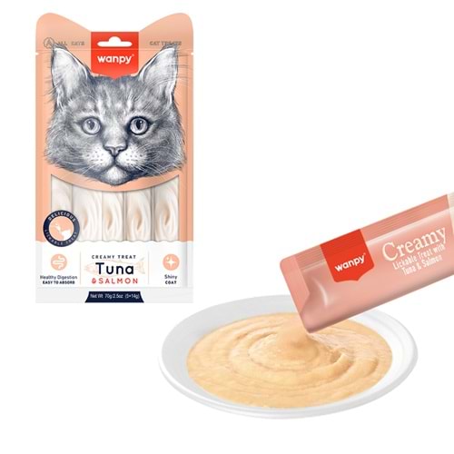 Wanpy Ton Balıklı&Somonlu Krema Kedi Ödülü 14Gr*5 Adet