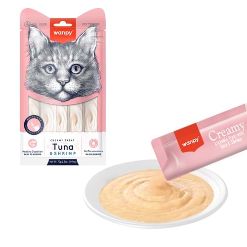 Wanpy Ton Balıklı&Karidesli Krema Kedi Ödülü 14Gr*5 Adet