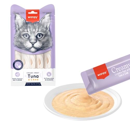 Wanpy Ton Balıklı&Yengeçli Krema Kedi Ödülü 14Gr*5 Adet