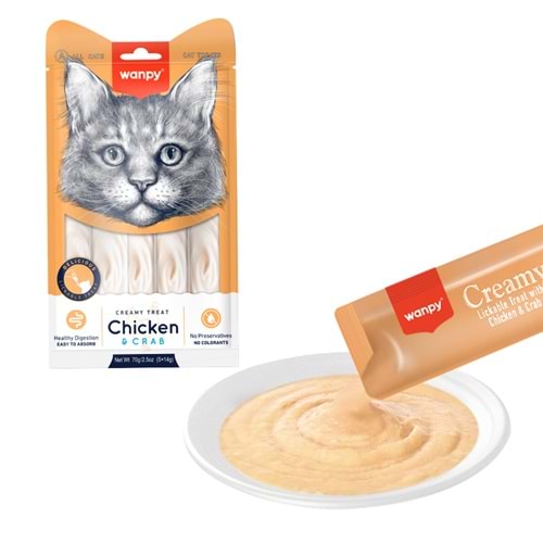 Wanpy Tavuklu&Yengeçli Krema Kedi Ödülü 14Gr*5 Adet