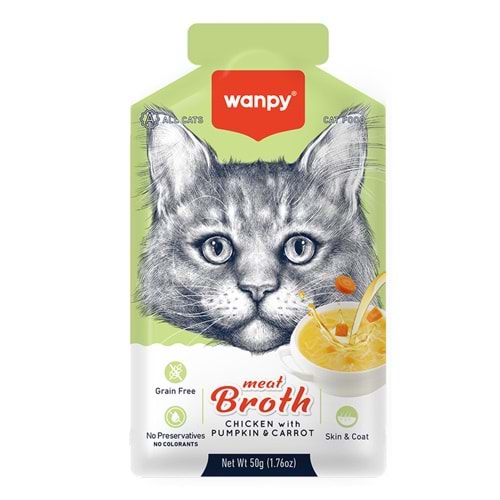 WANPY KEDİLER İÇİN BAL KABAĞI VE HAVUÇLU TAVUK ETİ ÇORBASI 50GR