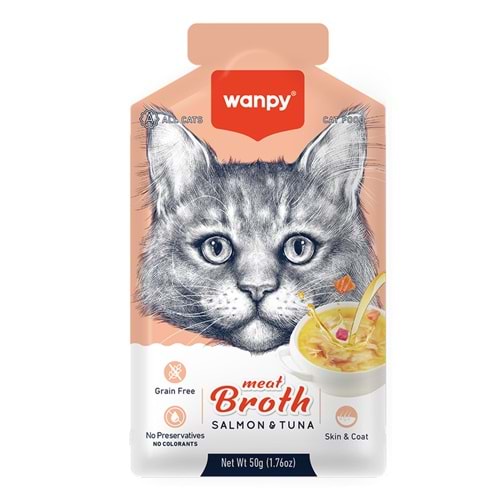 WANPY KEDİLER İÇİN SOMON&TON BALIĞI ETİ ÇORBASI 50GR