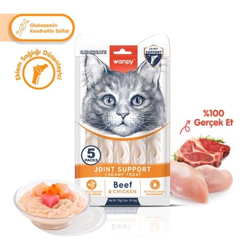 Wanpy Bone Support Sığır Eti & Tavuk Krema Kedi Ödülü 14Gr*5 Adet