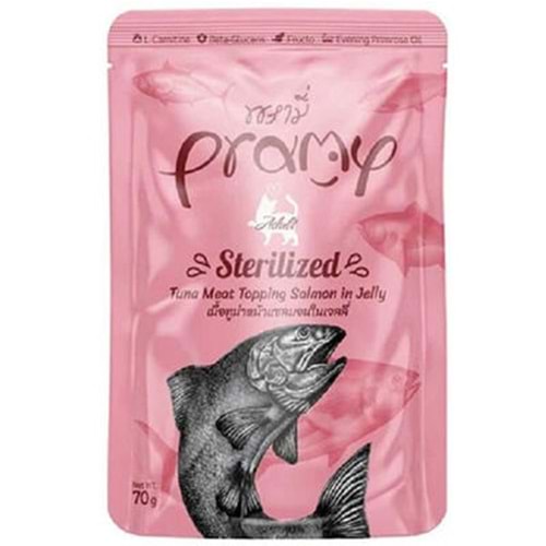 PRAMY JÖLE İÇİNDE SOMON VE TON BALIKLI KISIR KEDİ MAMASI 70GR