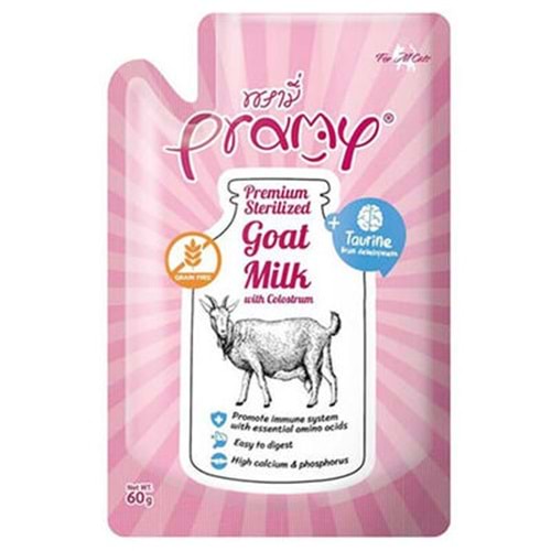 PRAMY YAVRU KEDİLER İÇİN KOLOSTRUM VE TAURİNLİ STERİLİZE KEÇİ SÜTÜ 60GR