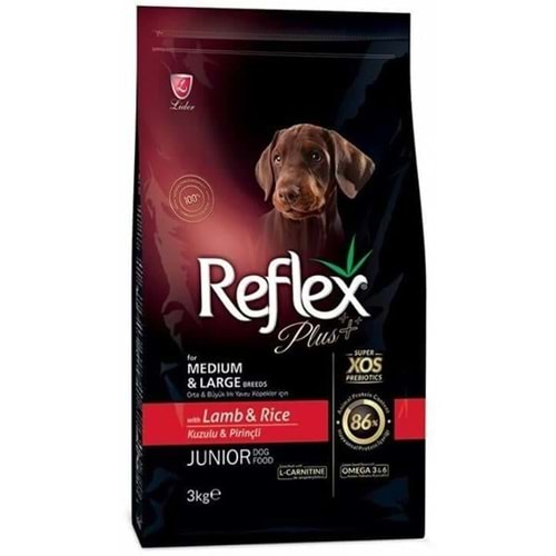 REFLEX PLUS KUZU&PİRİNÇ ORTA&BÜYÜK IRK YAVRU KÖPEK M. 3KG