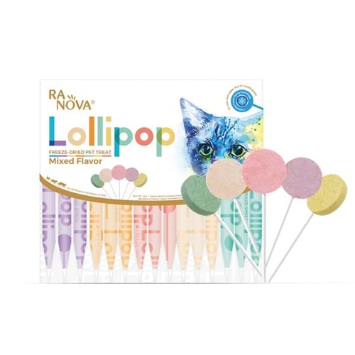 Ranova Kediler İçin Karışık Lezzeli Lolipop 1,4Gr*15 Adet