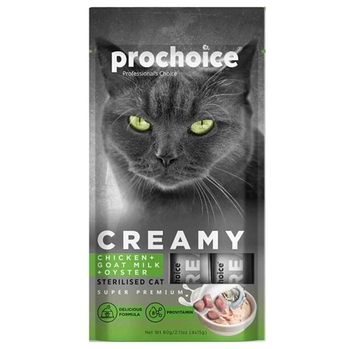 Prochoice Creamy Keçi Sütü ve Tavuklu Krema Kedi Ödül Maması 4*15 Gr