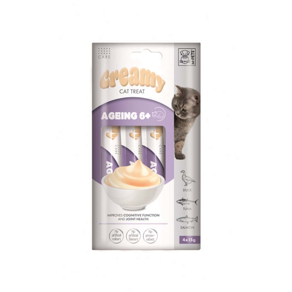 M-PETS AGEING 6+ FONKSİYONEL CREAMY KEDİ ÖDÜLÜ 4X15GR