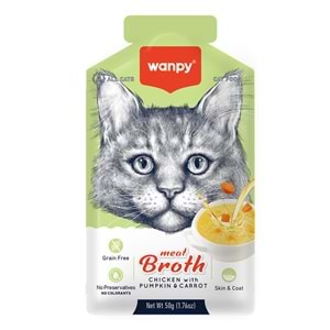 WANPY KEDİLER İÇİN BAL KABAĞI VE HAVUÇLU TAVUK ETİ ÇORBASI 50GR
