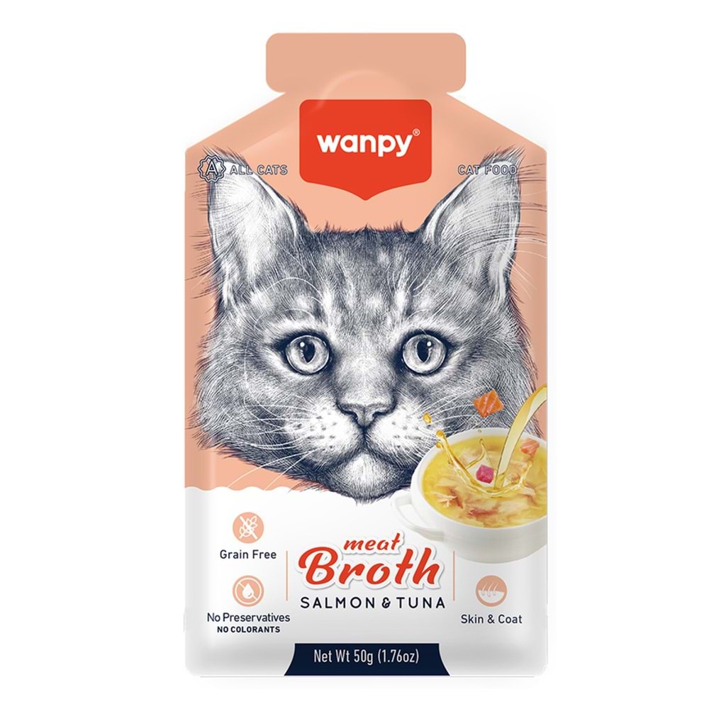 WANPY KEDİLER İÇİN SOMON&TON BALIĞI ETİ ÇORBASI 50GR
