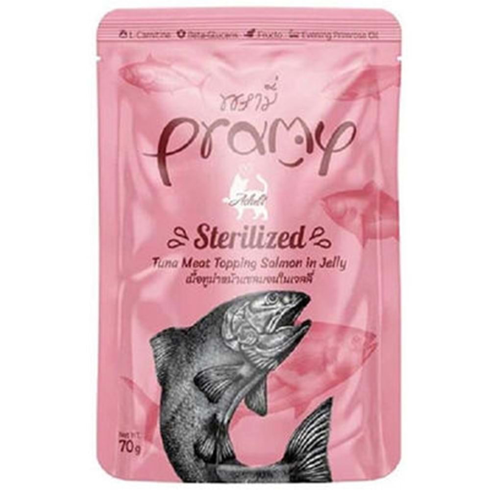 PRAMY JÖLE İÇİNDE SOMON VE TON BALIKLI KISIR KEDİ MAMASI 70GR