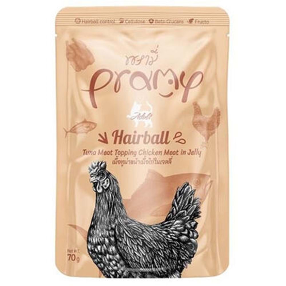 PRAMY JÖLE İÇİNDE TON BALIKLI VE TAVUKLU YET.KEDİ MAMASI 70GR