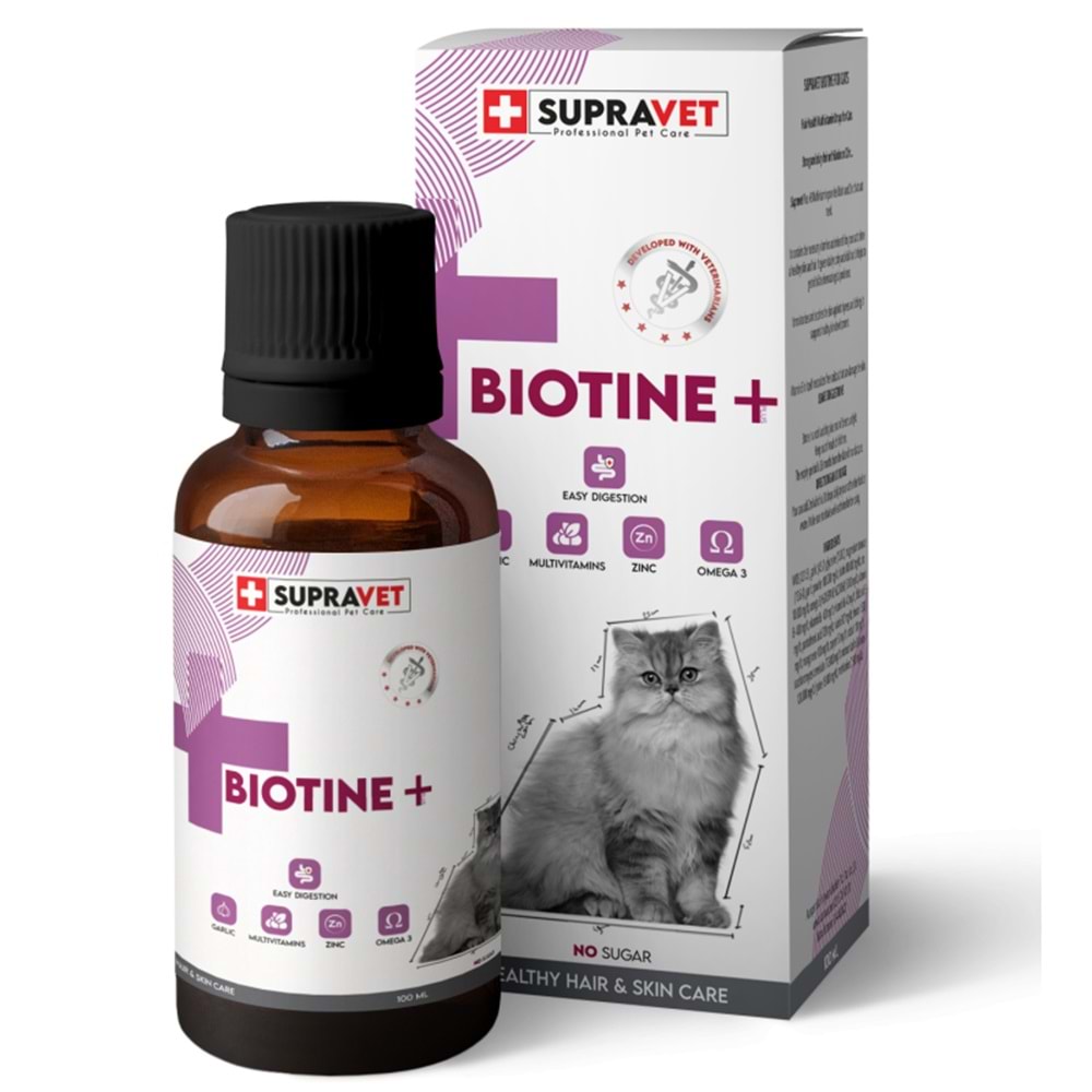 SUPRAVET BIOTINE KEDİLER İÇİN DERİ TÜY SAĞLIĞI DML. 100ML