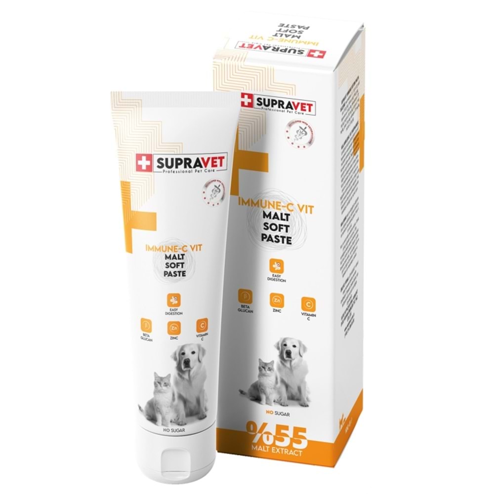 SUPRAVET IMMUNE C KEDİ VE KÖPEK BAĞIŞIKLIK GÜÇLENDİİRİCİ MALTPASTE 100 GR